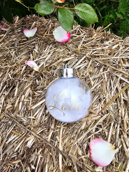 White Feather Christmas Bauble